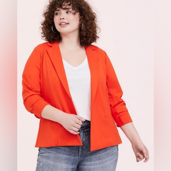 Torrid Bright Orange Classic Ponte Blazer - Picture 1 of 9